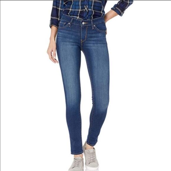 Levi’s 711 Skinny Mid Rise Medium Blue Wash Ankle Jeans Women's Size 27 - Picture 1 of 11